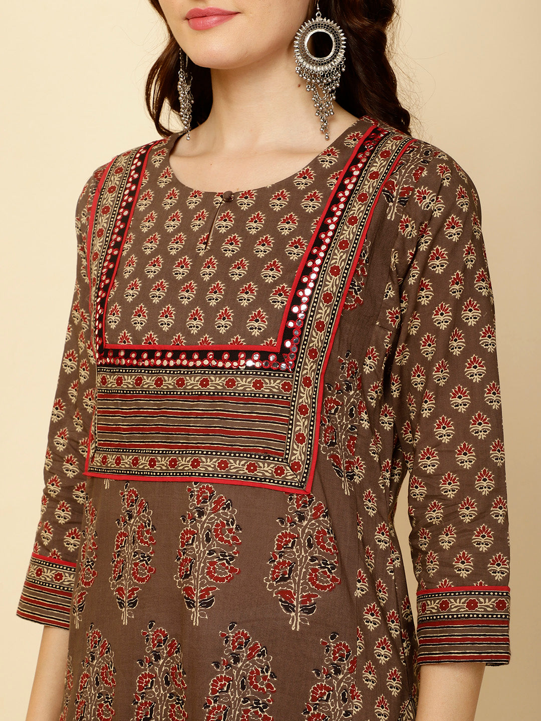 Floral Printed Cotton Kurta With Pants