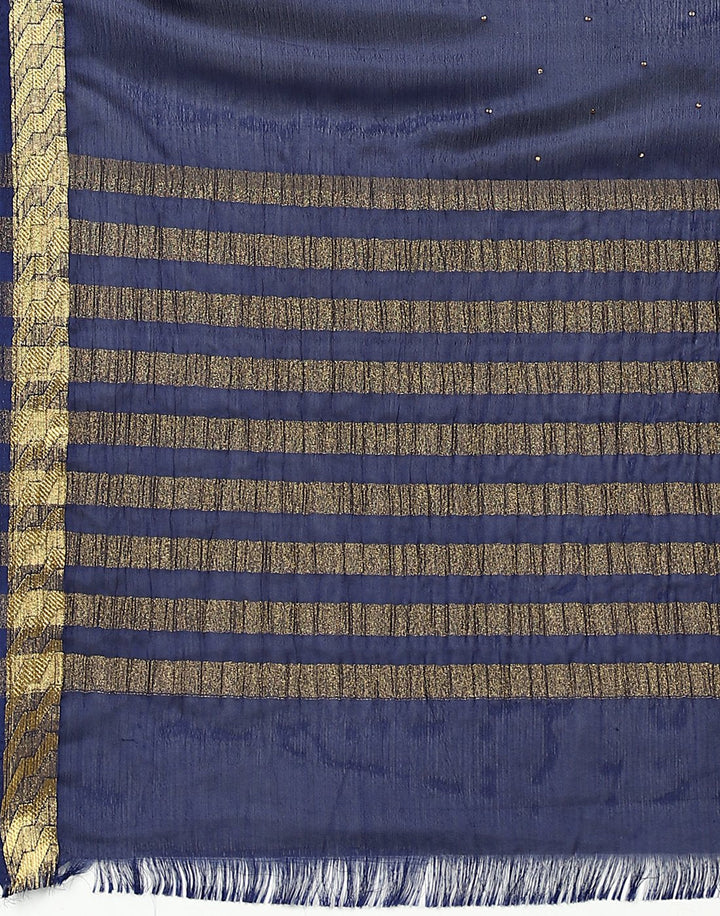 Navy Blue Art Crepe Saree
