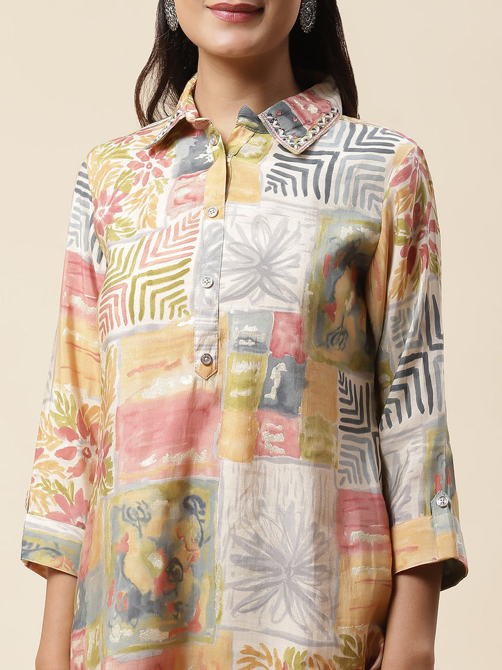 Printed Muslin Kurta With Pants