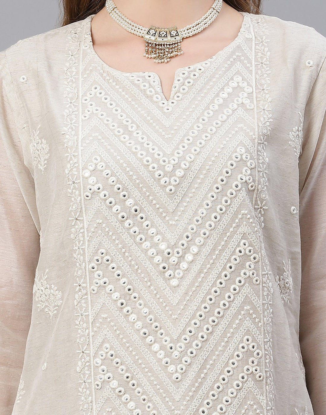 Chanderi Kurti With Straight Pant