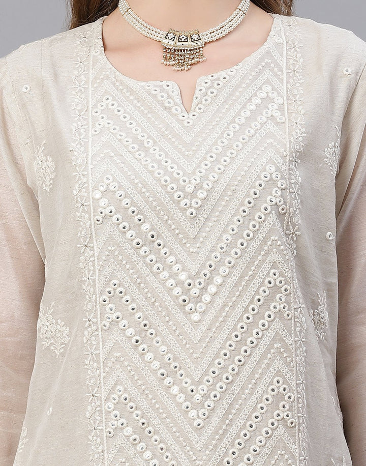 Chanderi Kurti With Straight Pant
