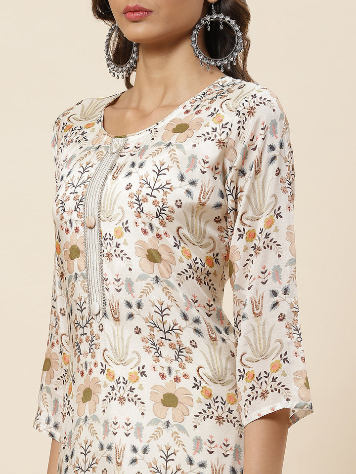 Printed Muslin Kurta With Pants