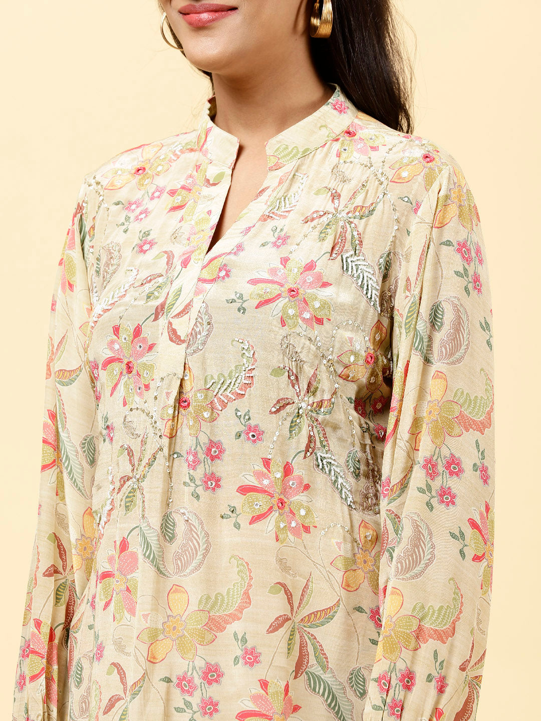 Printed Crepe Kurta With Pants