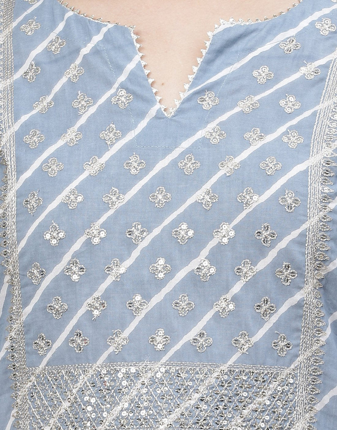 Embroidered Yoke Cotton Printed Kurti Pant Set