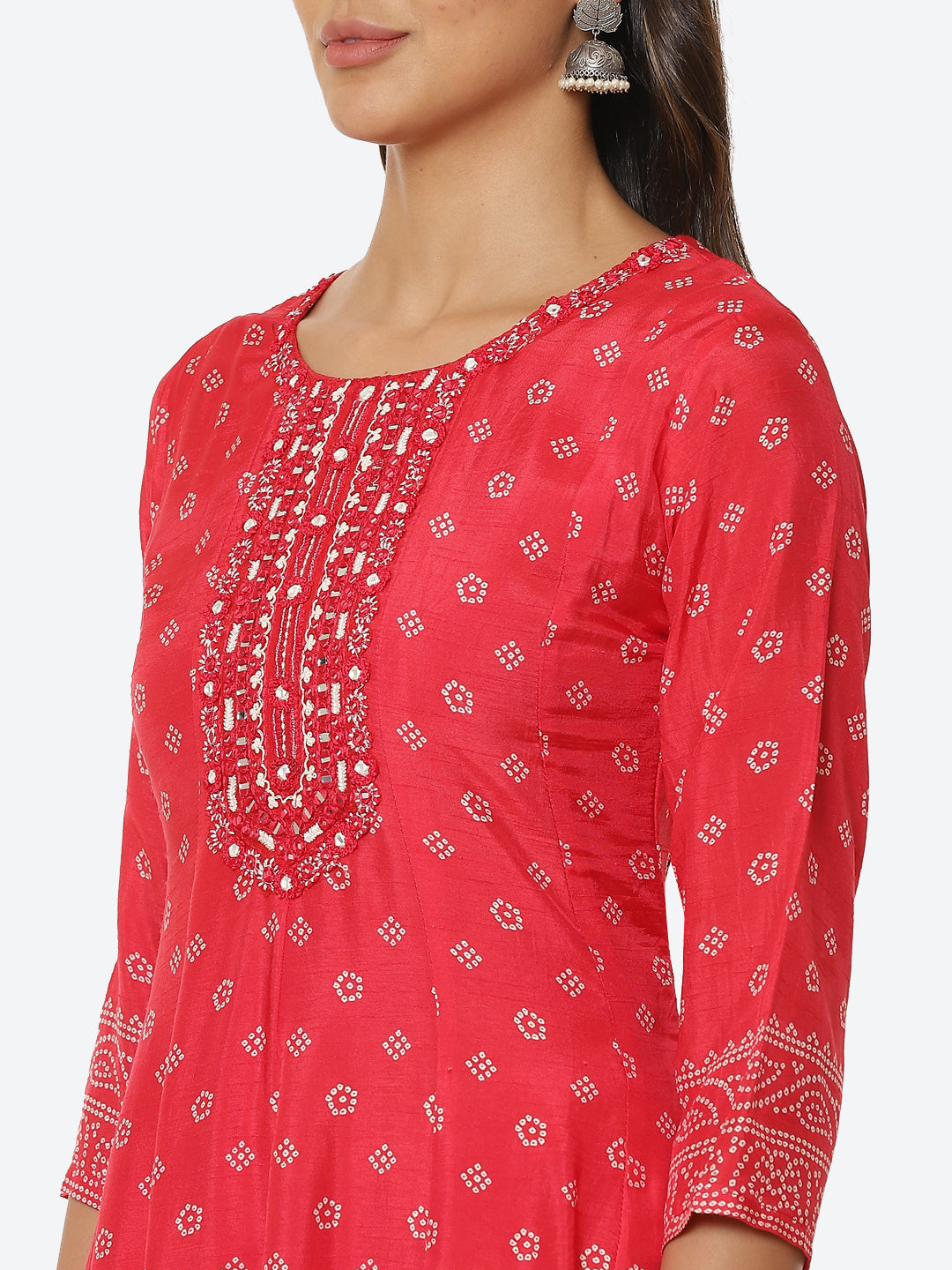 Mirror Work Printed Handloom Kurta