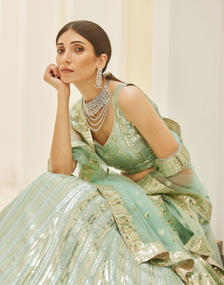 Sequence Embroidered Georgette Lehenga With Net Dupatta