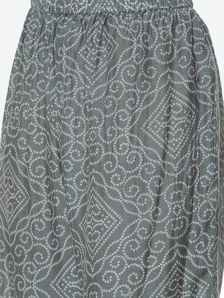 Printed Gota Neck Cotton Kurta With Pant &amp; Dupatta