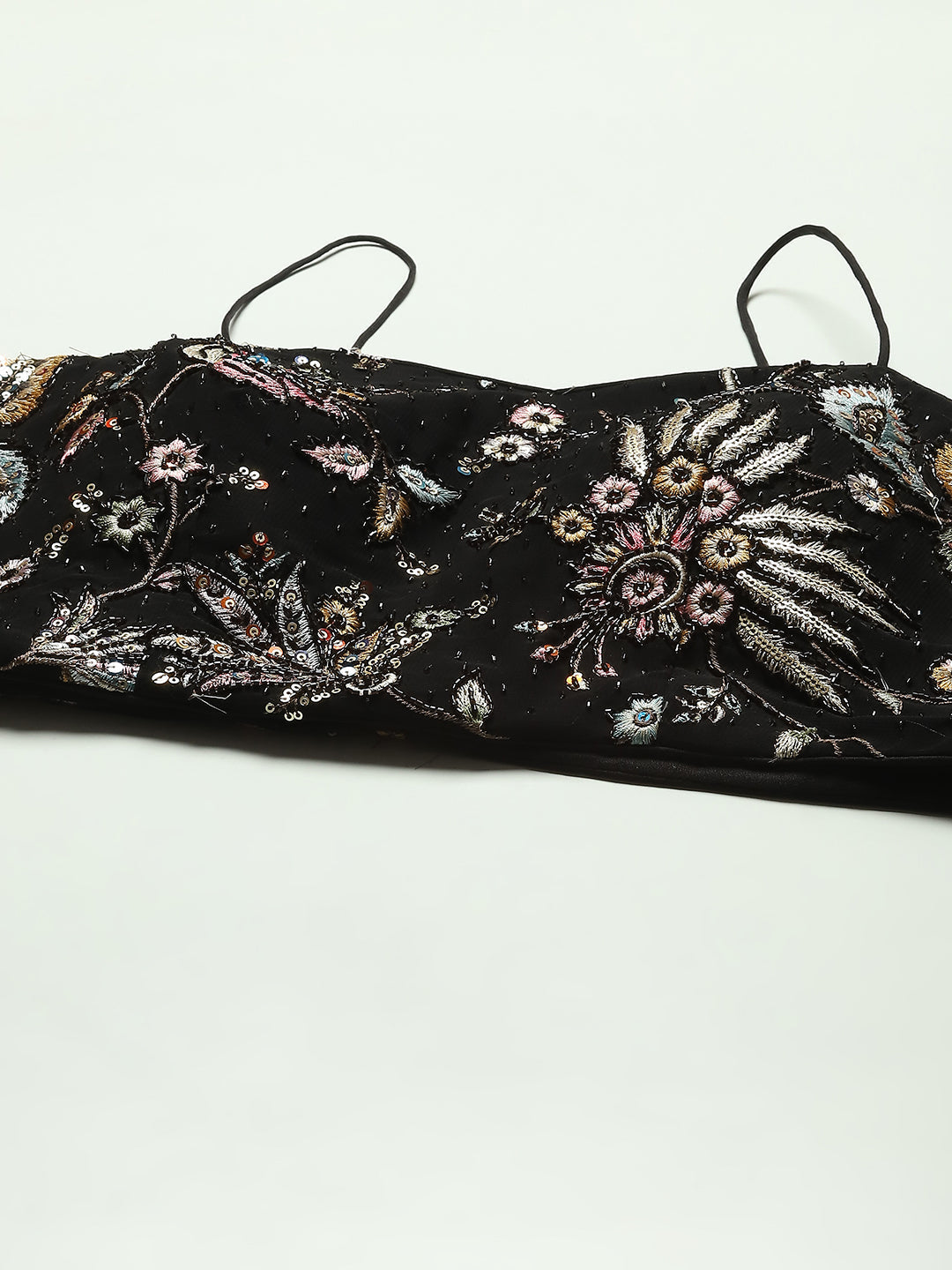 Sequence Embroidered Georgette Crop Top With Palazzo &amp; Jacket