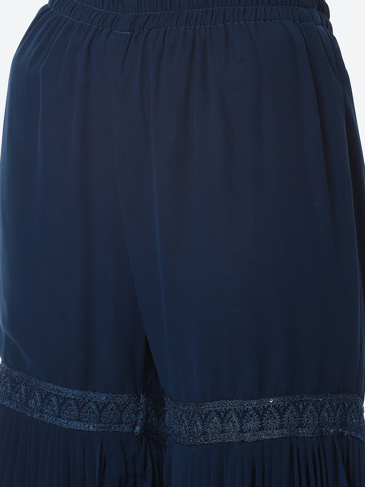 Resham Booti Georgette Kurta With Garara &amp; Georgette Dupatta