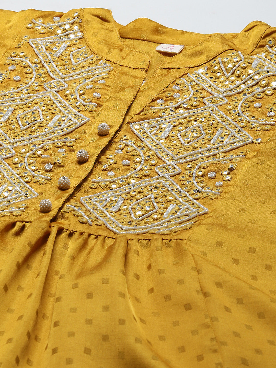 Neck Embroidered Cotton Kaftan Kurta
