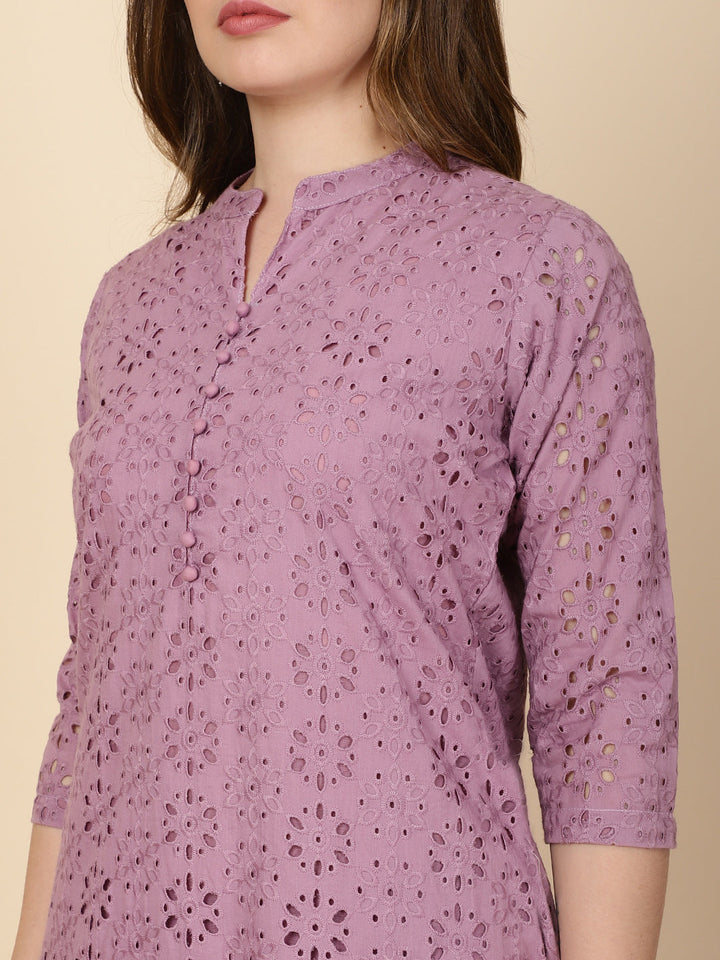 Schiffli Embroidery Cotton kurta With Pants