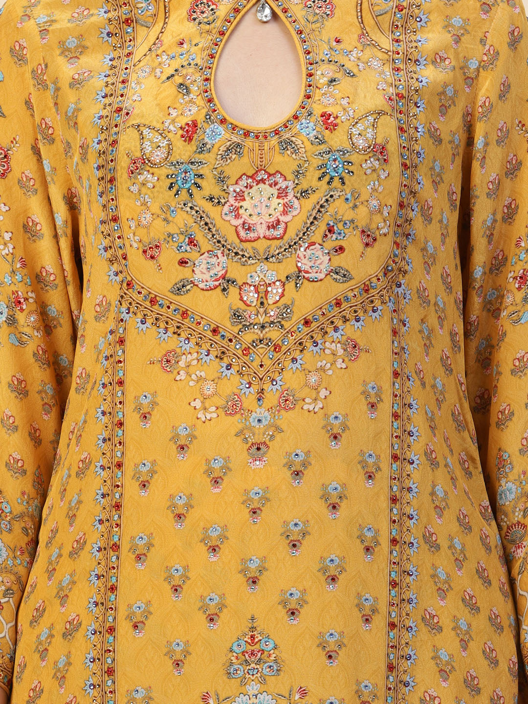 Digital Printed Crepe Kurta With Sharara &amp; Dupatta