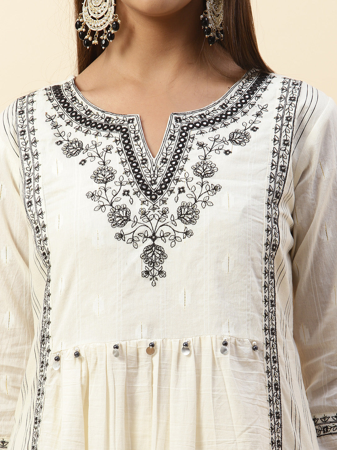 Embroidered Cotton Kurta With Pants