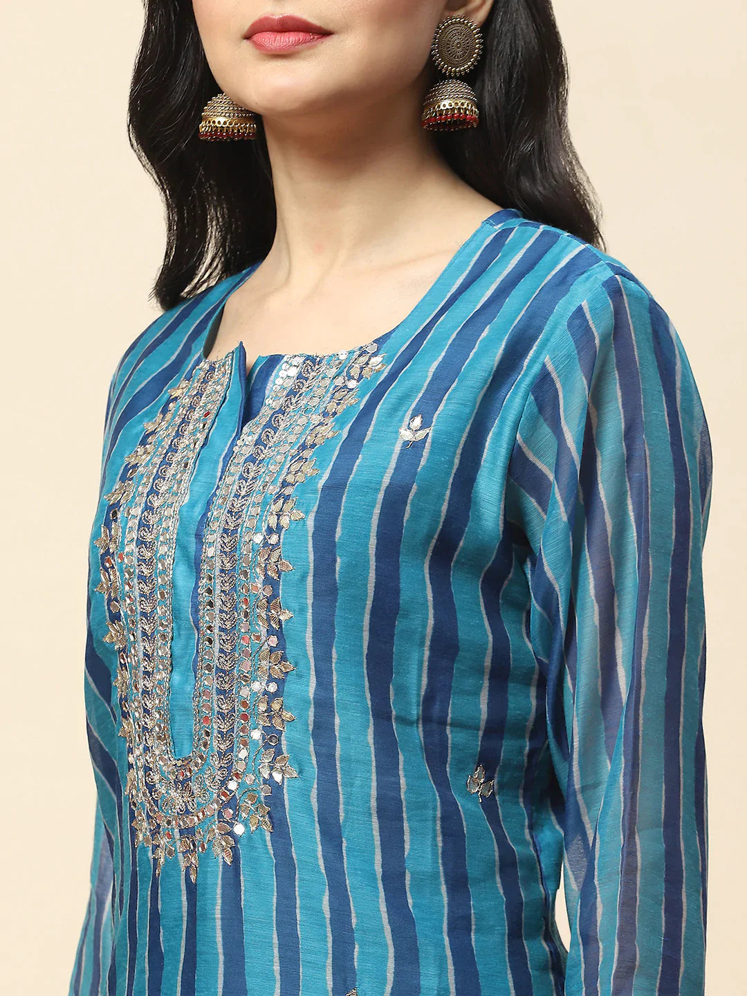 Gota Work Chanderi Kurta With Pants