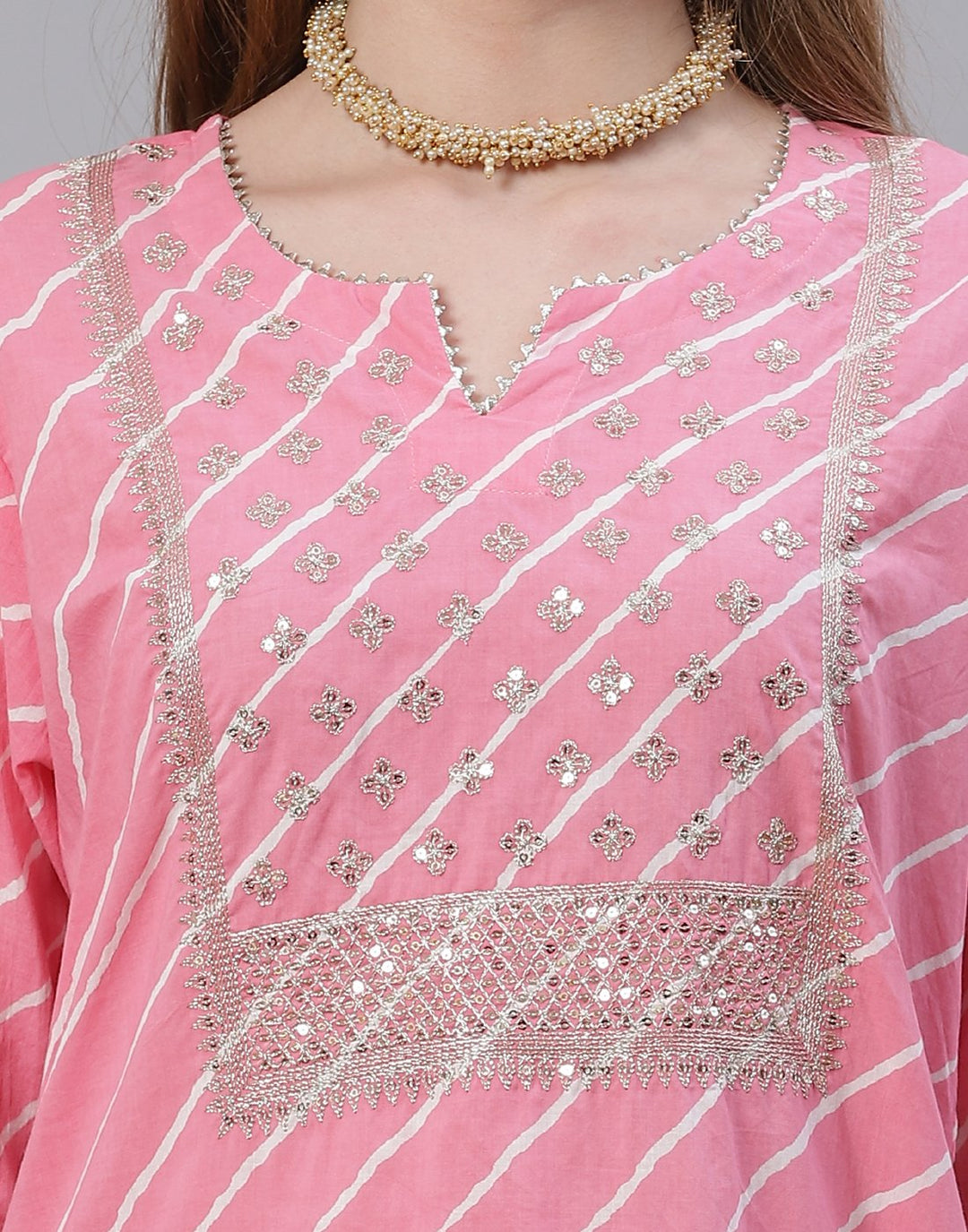 Embroidered Yoke Cotton Printed Kurti Pant Set