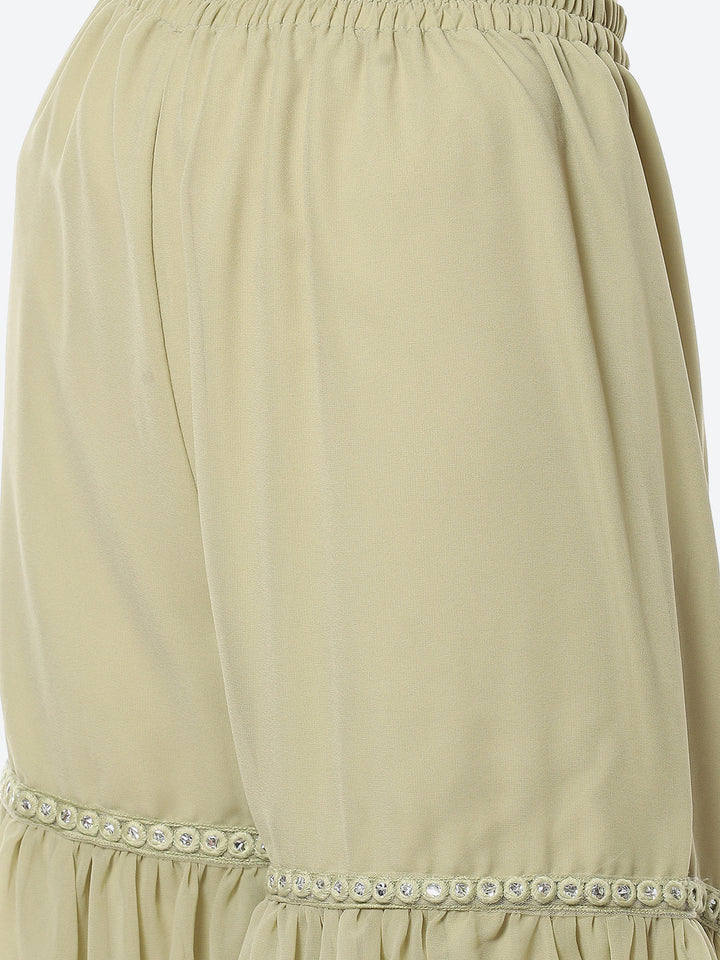 Resham Jaal Georgette Kurta With Garara &amp; Chiffon Dupatta