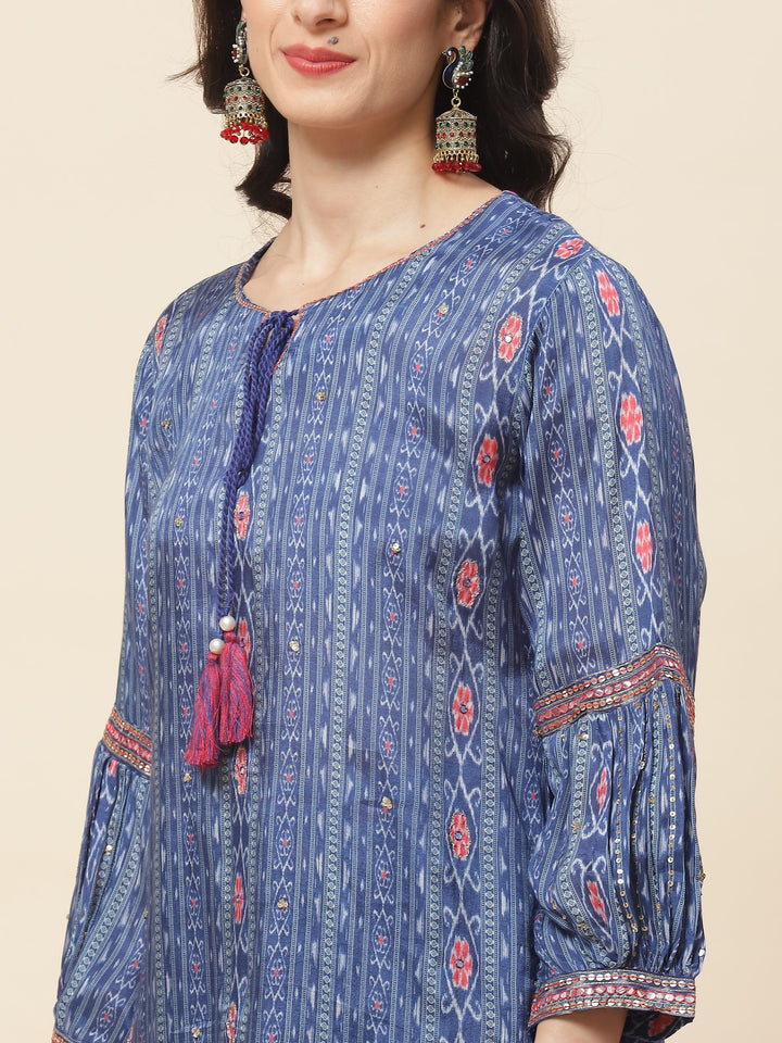 Printed Muslin Kurti With Pants