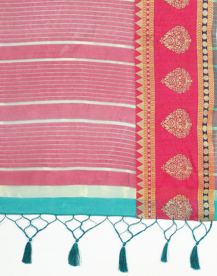 MBZ Meena Bazaar-Lake Blue Art Handloom Saree