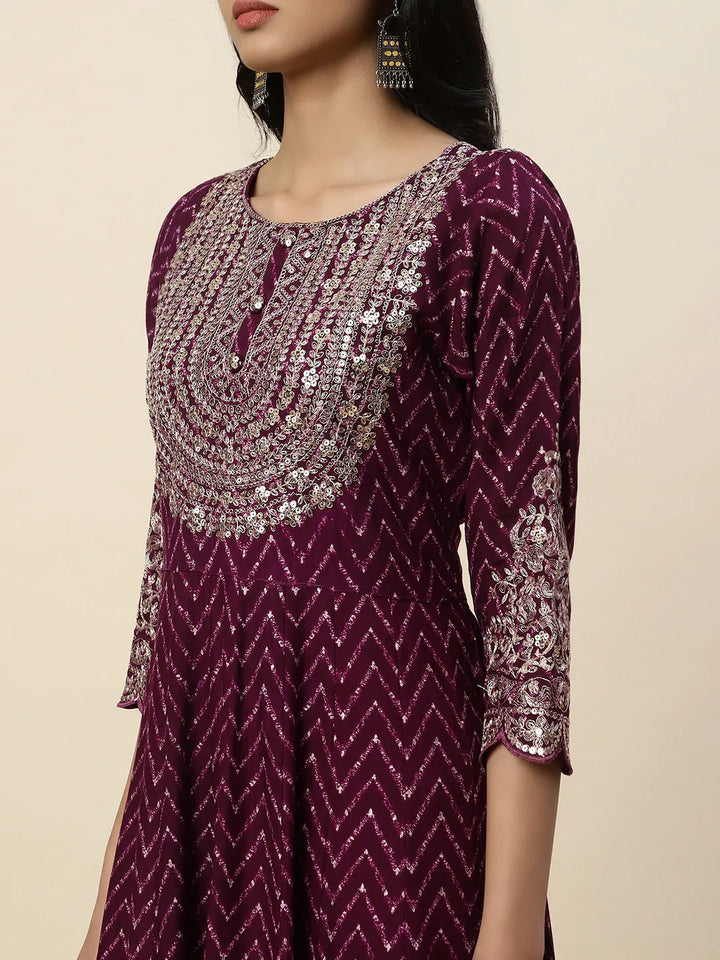Neck Embroidered Cotton Kurta With Pants &amp; Dupatta