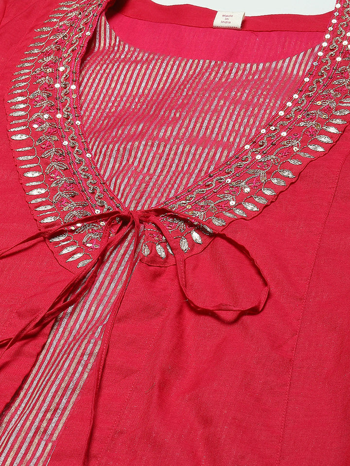 Plain Chanderi Kurta With Pants
