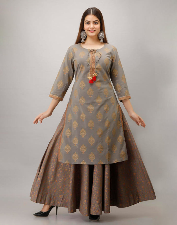 Printed Cotton Kurti With Plazzo