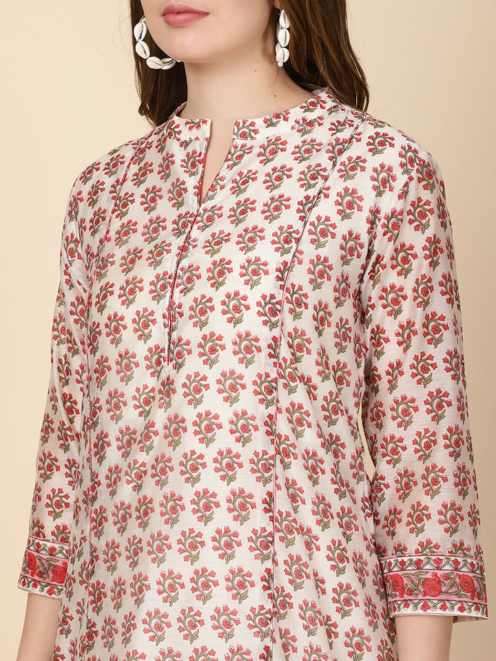Floral Printed Cotton Kurta With Pants
