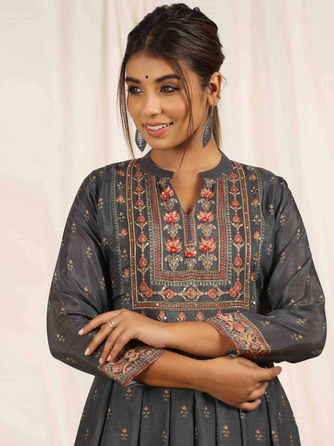 Printed With Embroidered Muslin Kurta