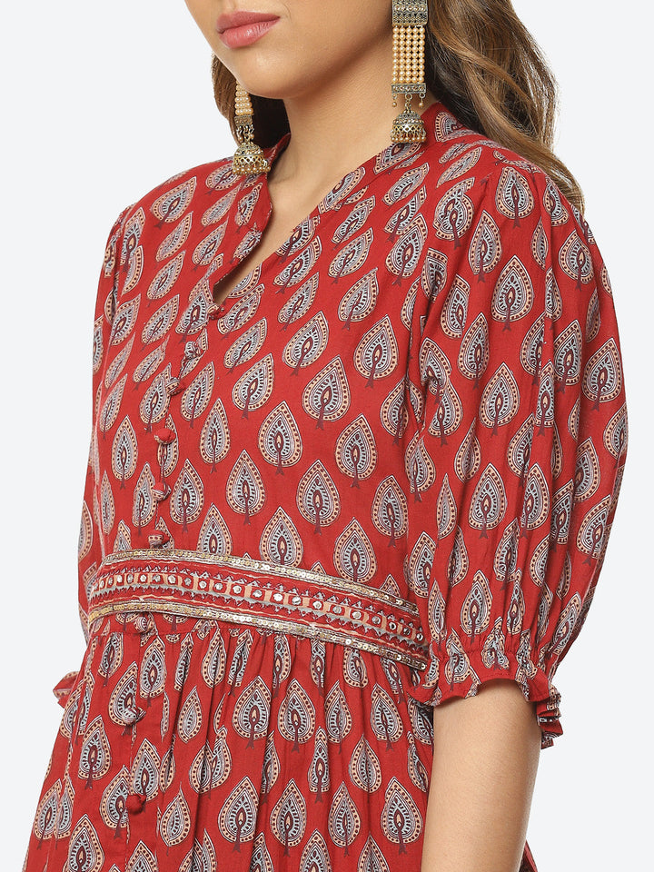 Floral Printed Cotton Anarkali Kurta