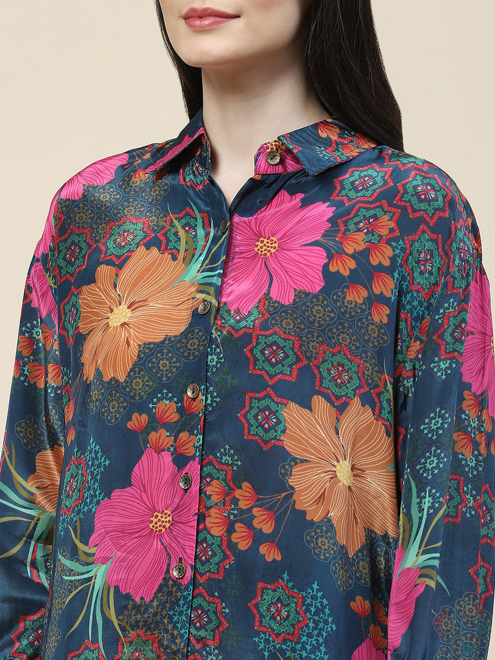 Printed Crepe Kurti With Pants