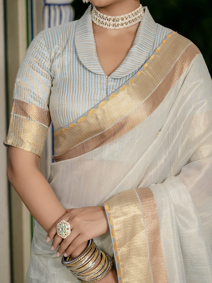 Woven Border Linen Saree