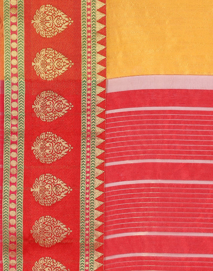 MBZ Meena Bazaar-Mustard Art Handloom Saree