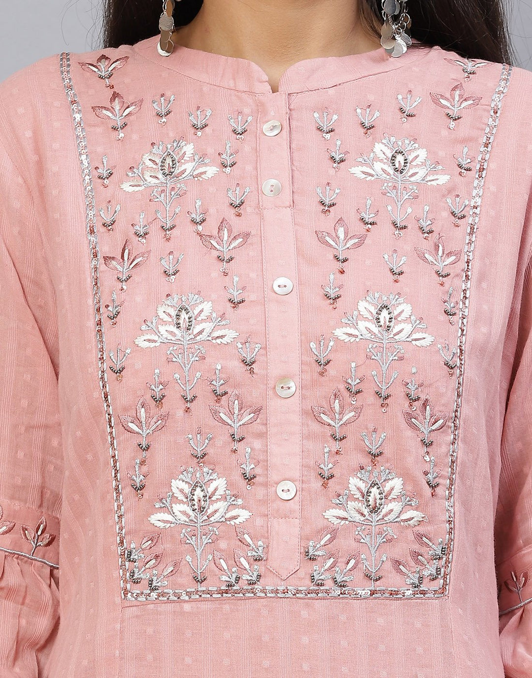 Yoke Embroidered Kurti Pant Set