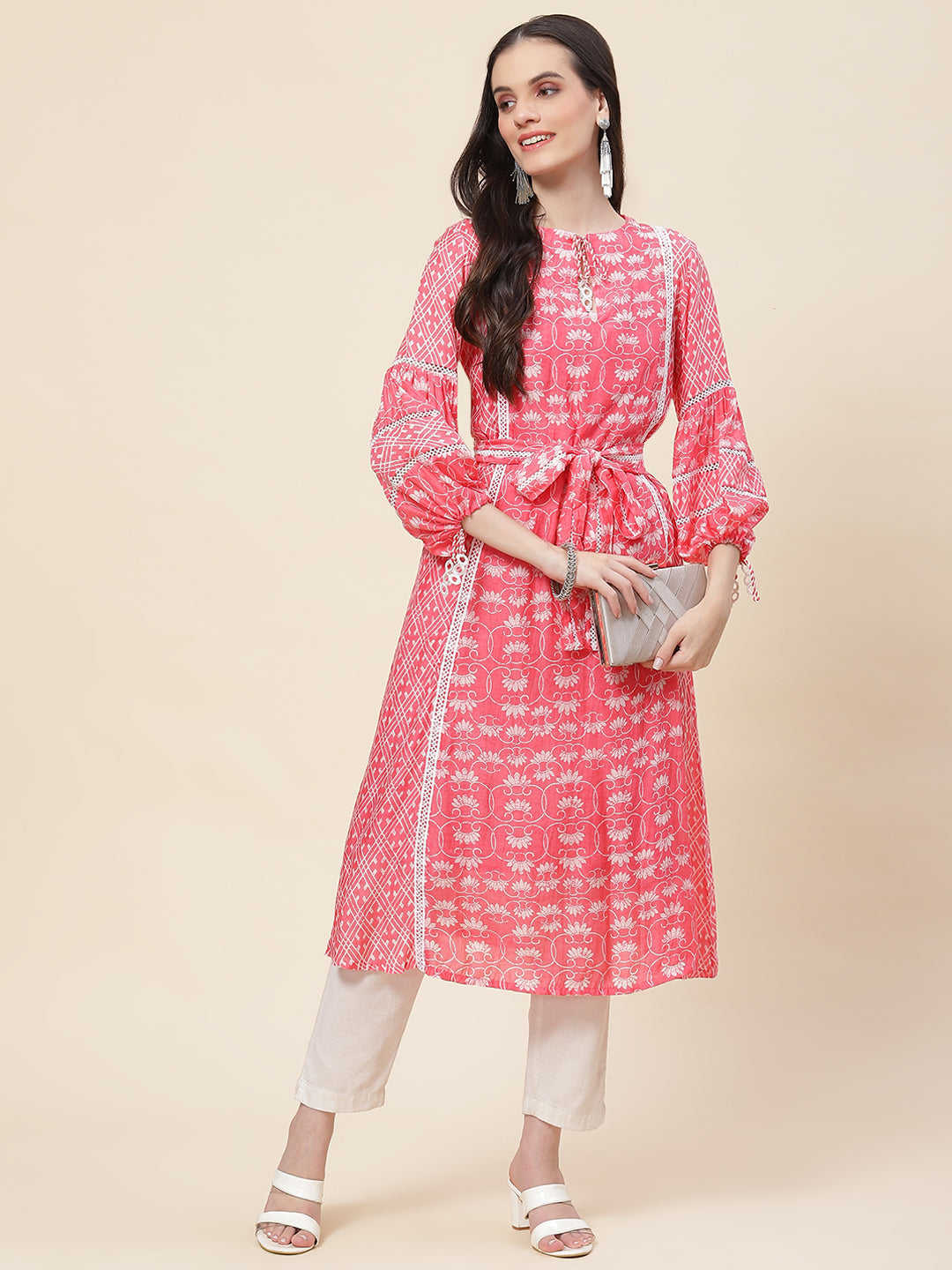 Floral Printed Muslin Kurta