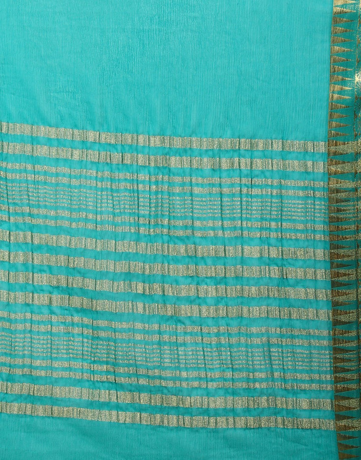 MBZ Meena Bazaar-Navy Blue Art Chiffon Saree