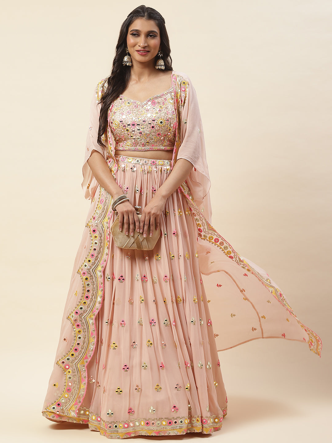 Georgette Lehenga Choli With Jacket