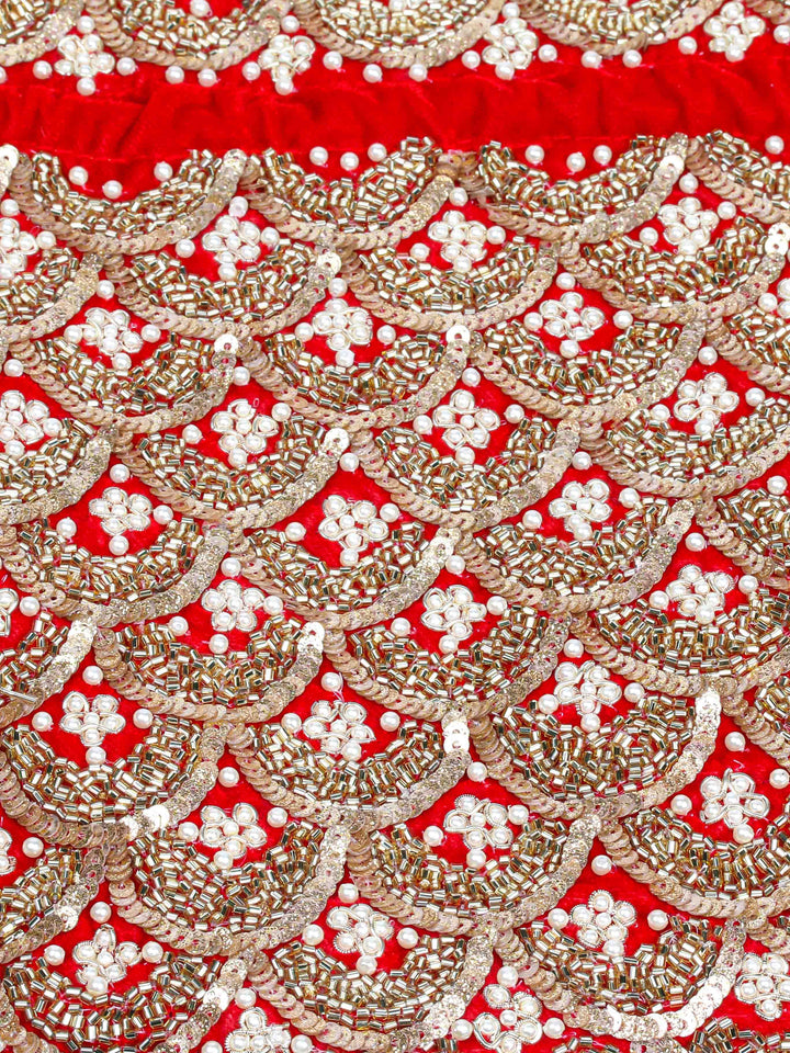Golden Sequin &amp; Pearl Embroidered Potli Bag