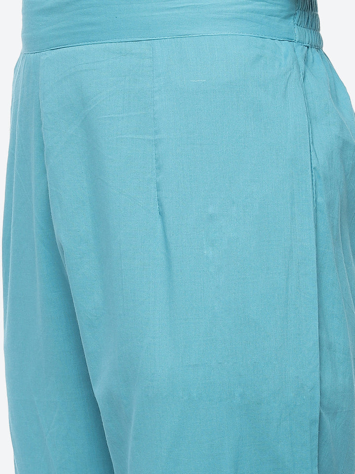 Resham Mirror Booti Cotton Stitched Salwar Kameez With Chiffon Dupatta