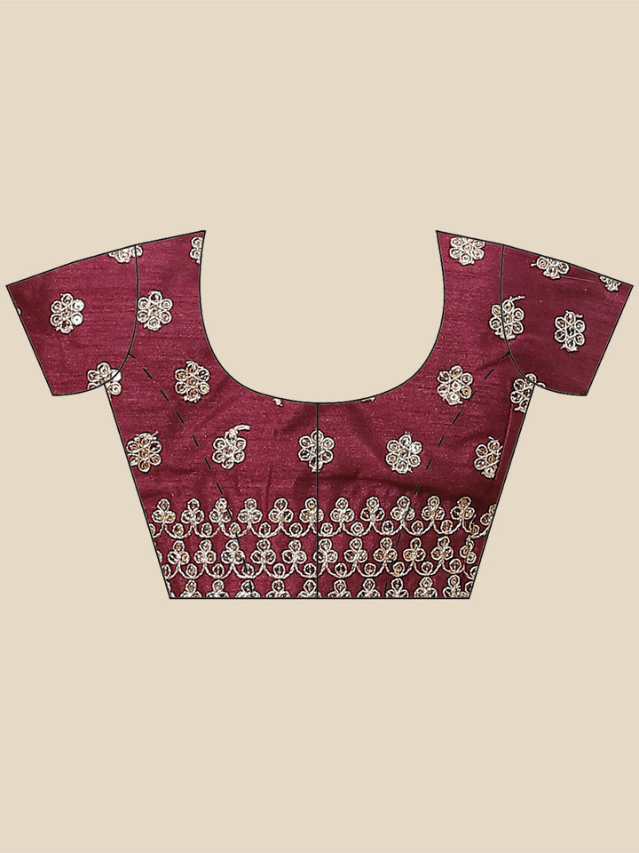 Plain &amp; Embroidered Border Organza Saree