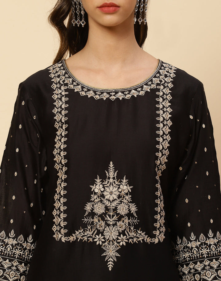 Embroidered Cotton Chanderi Salwar Kameez Stitched Suit With Chanderi Dupatta