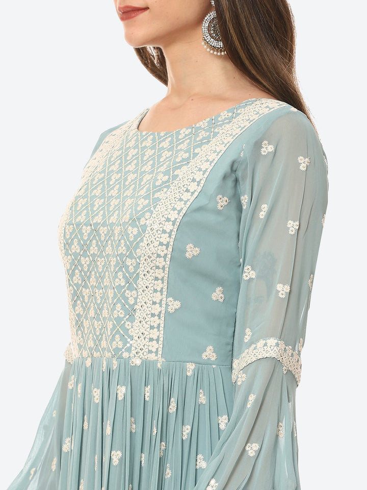 Resham Booti Georgette Gown Dress