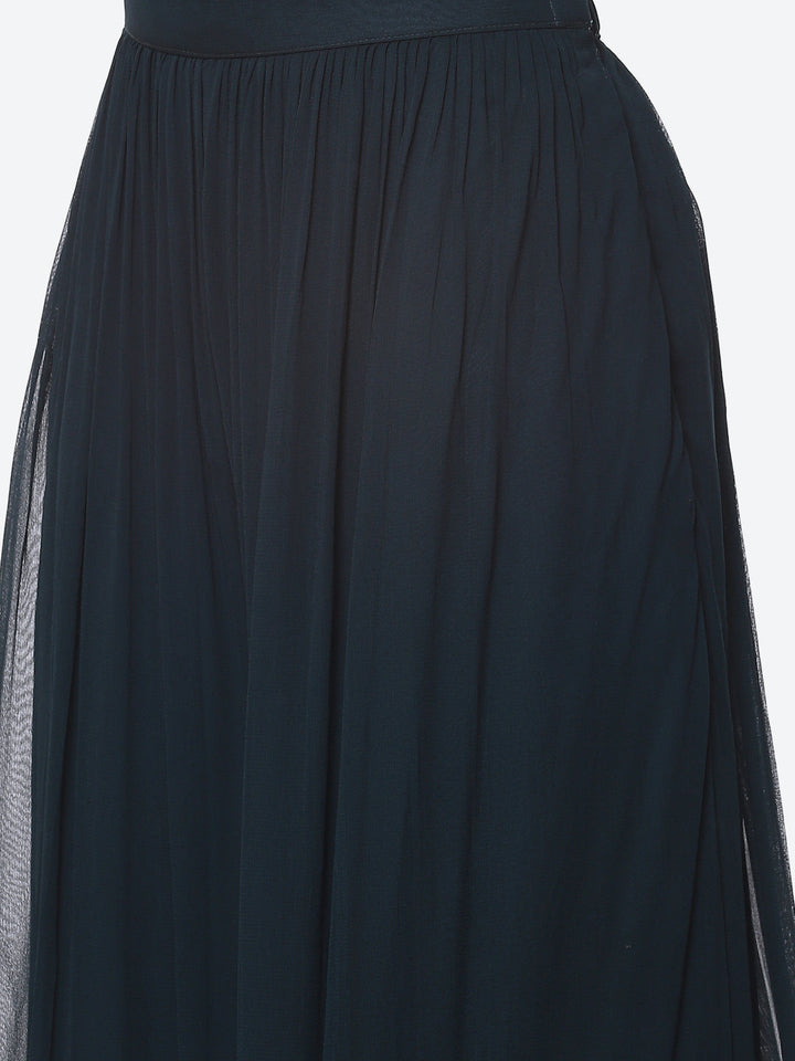 Resham Mirror Georgette Kurta With Palazzo &amp; Dupatta