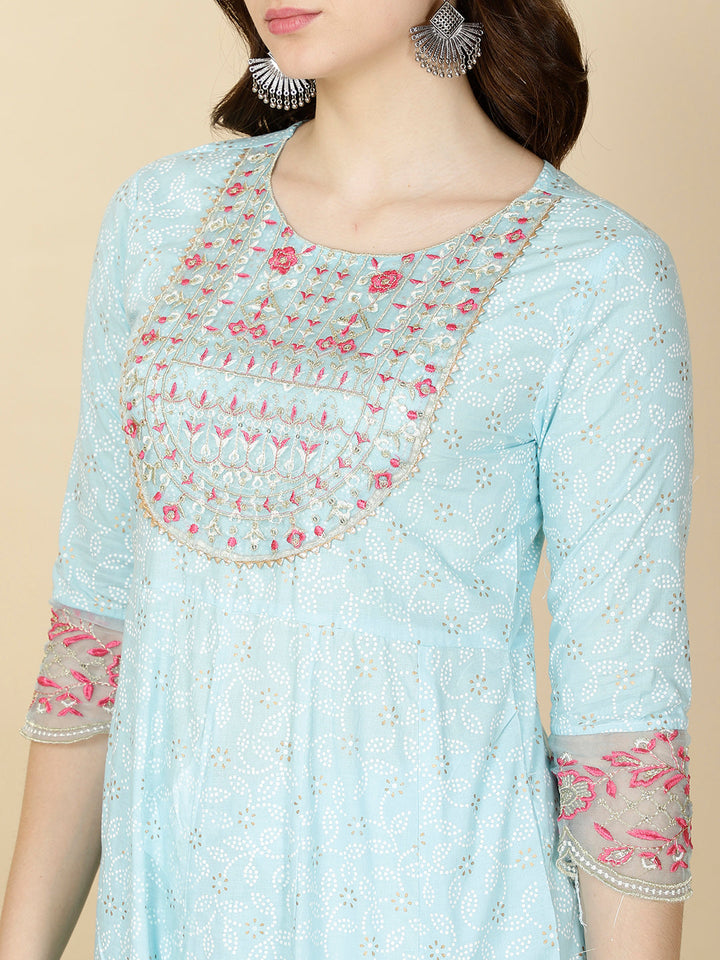 Booti Printed Cotton Kurta With Pants &amp; Dupatta