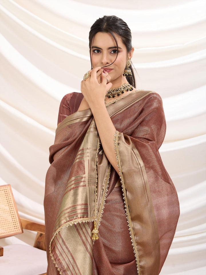 Gota Embroidered Art Silk Woven Saree