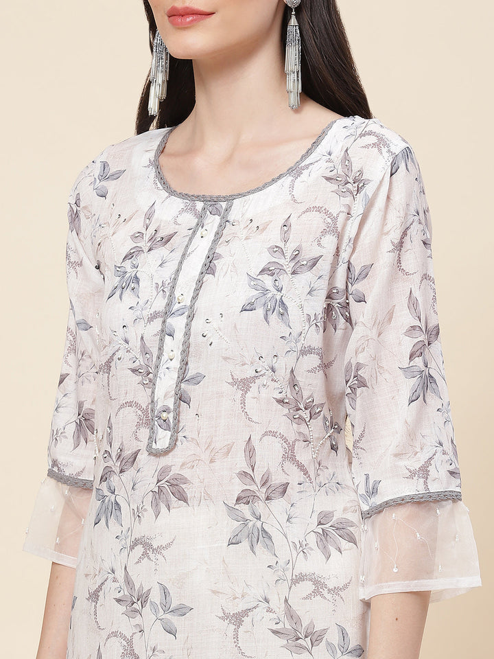 Printed Cotton Kurta With Pants
