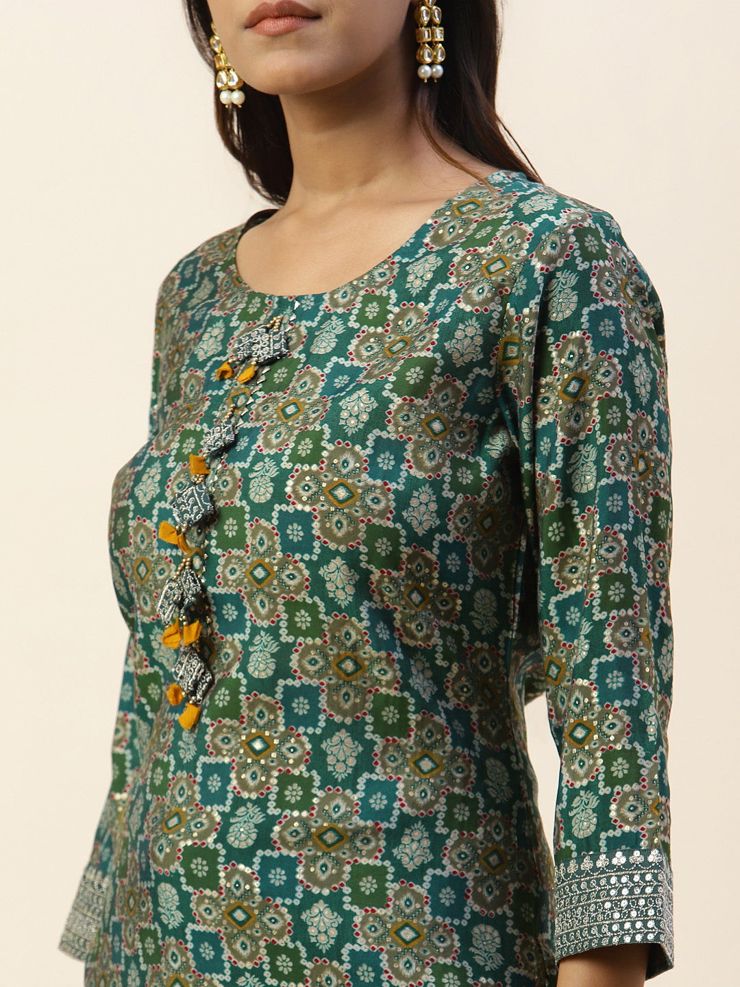 Printed Cotton Kurta With Pants