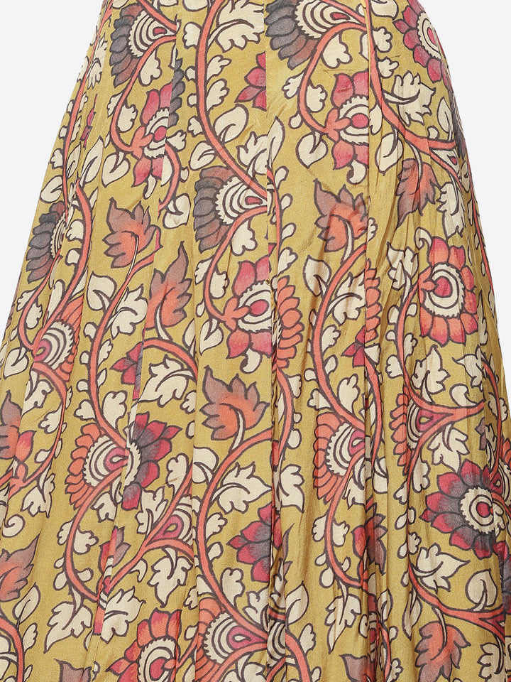 Floral Printed Crepe Choli With Lehenga &amp; Net Dupatta