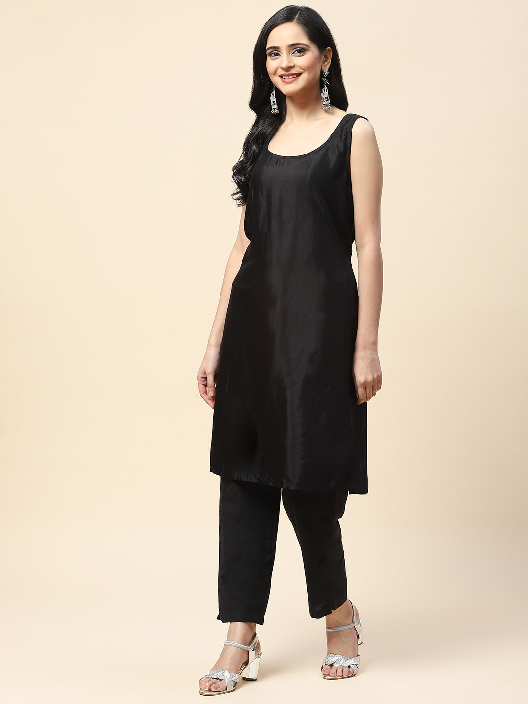 Stone Work Georgette Kaftan Kurta With Inner