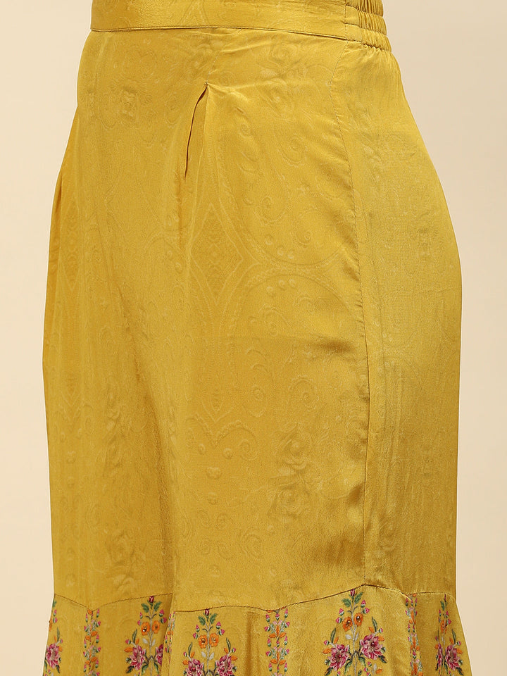 Floral Digital Printed Crepe Kurta With Sharara &amp; Net Dupatta