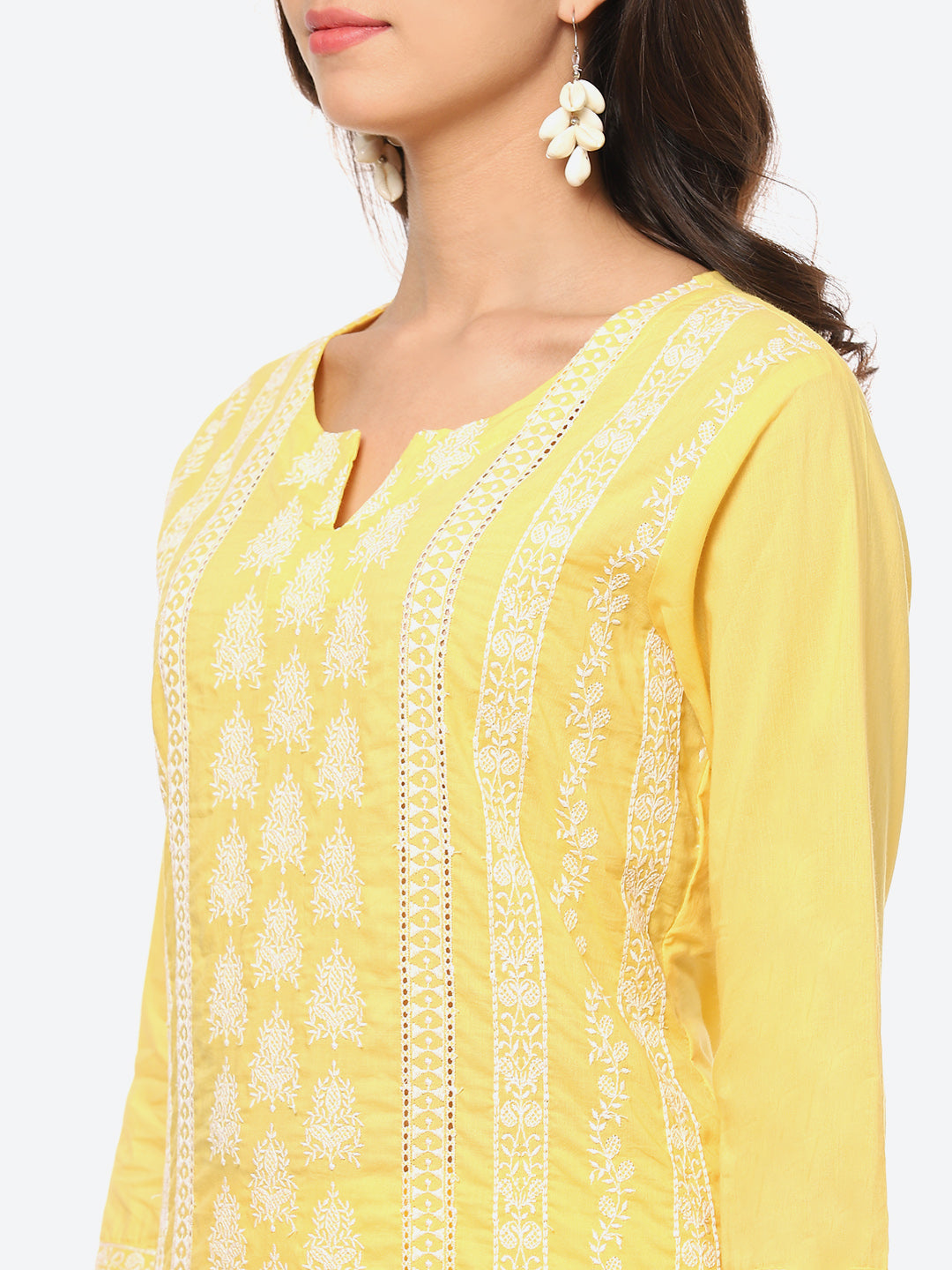 Thread Embroidered Cotton Kurta With Pant