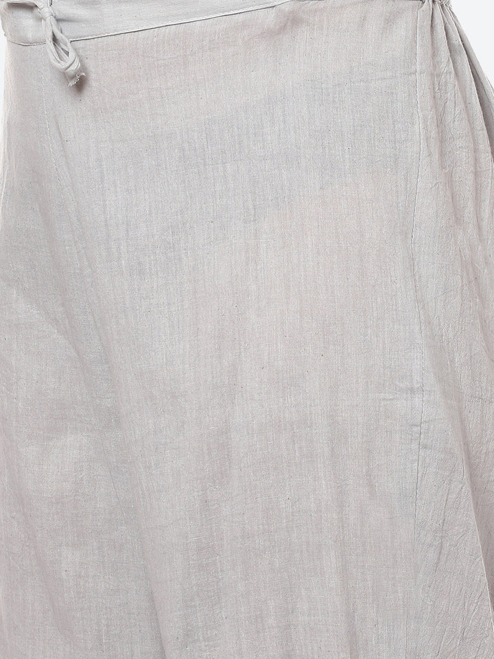 Embroidered Cotton Kurta With Pant &amp; Chanderi Dupatta